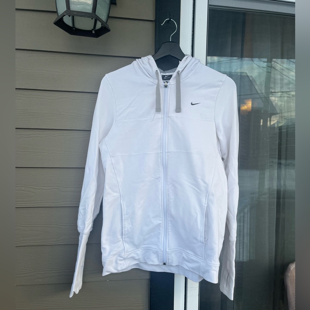 White Nike zip up hoodie #hoodie
